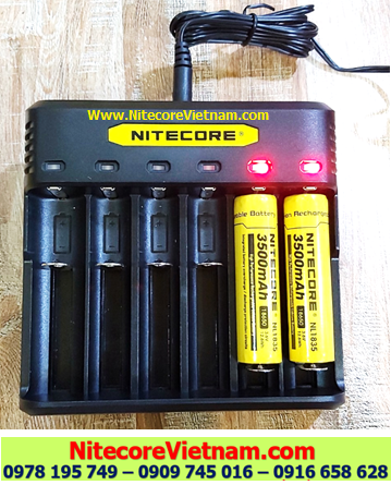 Nitecore Q6 (Bộ sạc 06 Khe Sạc kèm sẳn 02 pin SẠC 18650 NITECORE NL1835HP 3500mAh lithium 3.7v) chính hãng